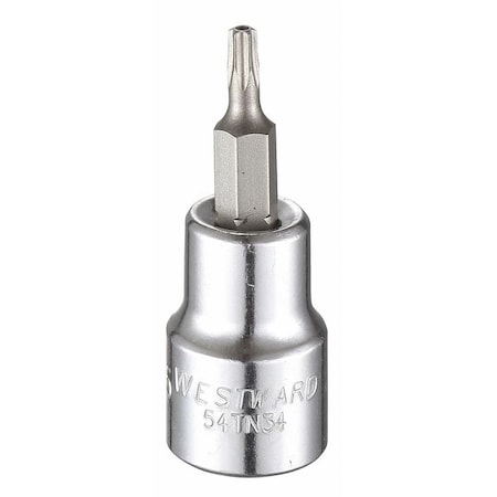Westward 3/8 in Drive Tamper Resistant Torx(R) Socket Bit Torx(R) T15 Tip, 1 7/32 in L 54TN34