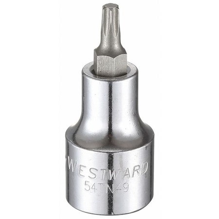Westward 1/2 in Drive Torx(R) Socket Bit SAE T27 Tip, 2 1/4 in L 54TN49