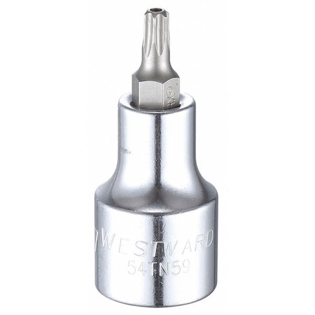 Westward 1/2 in Drive Tamper Resistant Torx(R) Socket Bit SAE T27 Tip, 2 1/4 in L 54TN59