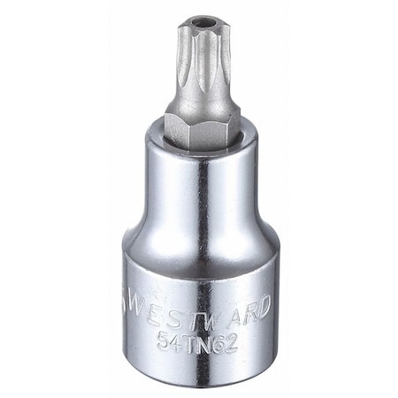 Westward 1/2 in Drive Tamper Resistant Torx(R) Socket Bit SAE T45 Tip, 2 1/4 in L 54TN62