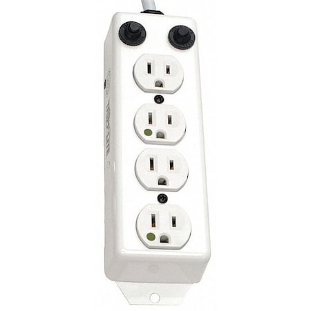 Tripp Lite Outlet Strip, Rack Mounted, 4 5-15R-HG, 5-15P-HG, 7 ft., White PS-407-HG-OEM