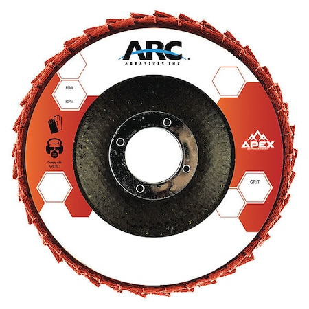 ARC ABRASIVES Flap Disc, 4-1/2" dia., Type 29, Coarse 10670215-1