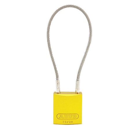 Abus Lockout Padlock, Keyed Different, Aluminum, Yellow, 4 in Shackle Height, 1 3/16 in Body Width 13006