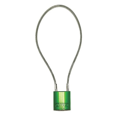 Abus Lockout Padlock, Keyed Alike, Aluminum, Green, 8 1/4 in Shackle Height, 1 3/16 in Body Width 13093