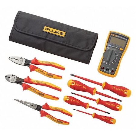 Fluke Digital Multimeter, 600 V Max DC, 0 V Max AC, Average, 6,000 Instrument Counts, LCD IB117K