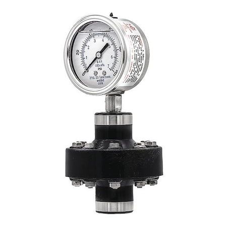 Pic Gauges Pressure Gauge with Diaphragm Seal, 0 to 100 psi, 2 1/2 in Dial, 1/4 in NPT, Bottom Location 301L254E/CPTP200