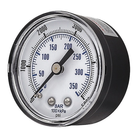 Pic Gauges Industrial Pressure Gauge, 0 to 5,000 psi, 2 in Dial, 1/4 in NPT, Center Back Location SEP-102D-204R