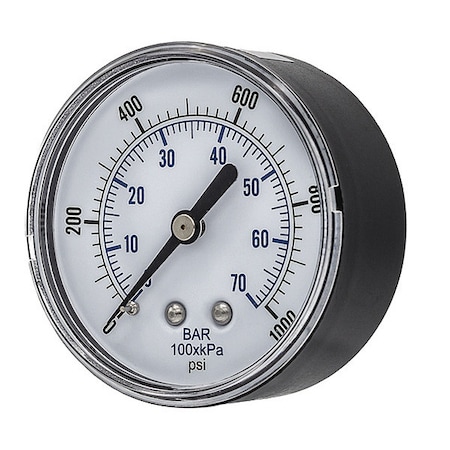 Pic Gauges Industrial Pressure Gauge, 0 to 1,000 psi, 2 1/2 in Dial, 1/4 in NPT, Center Back Location SEP-102D-254M