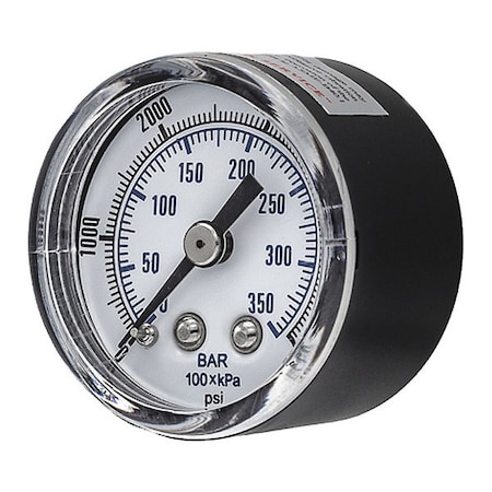 Pic Gauges Industrial Pressure Gauge, 0 to 5,000 psi, 1 1/2 in Dial, 1/8 in NPT, Center Back Location SEP-102D-158R