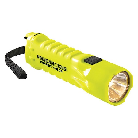 Pelican Yellow LED Industrial Handheld Flashlight, Alkaline AA, 130lm 3315CC