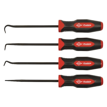 Mayhew Pro Pick And Hook Set, Steel, 4 pcs., 13-3/4" L 13094