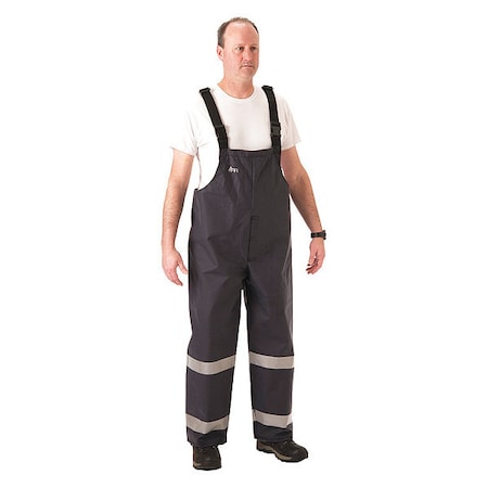 Nasco Reflective Rain Bib Overall, Kevlar(R), Nomex(R), 29 in Inseam, 56 in to 58 in Waist, Navy, 4XL 1801TN101