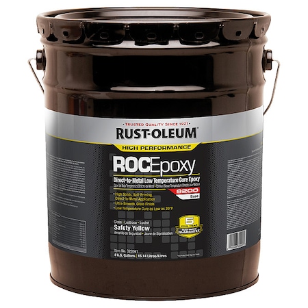 Rust-Oleum Epoxy Paint Base, Safety Yellow, Satin, 4 gal, 140 to 225 sq ft/gal, 9200 Series 320261