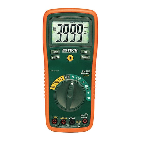 Extech Digital Multimeter, 600 V Max DC, 0.1 V Max AC, TRMS, 4,000 Instrument Counts, LCD EX430A
