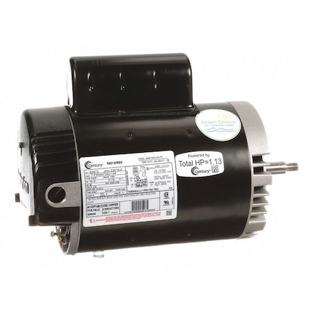 Century Pool Pump Motor, Permanent Split Capacitor, 1/10, 3/4 HP, 56J Frame, 3,450/1,725 Nameplate RPM B2973