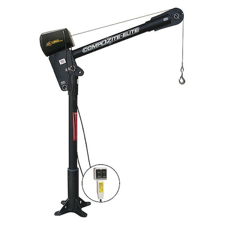 Oz Lifting Products Davit Crane, 1,200 lb Capacity, 20 in to 42 in Reach, 0 in to 540 in Lift Range, Black OZCF1200DAV-ACW