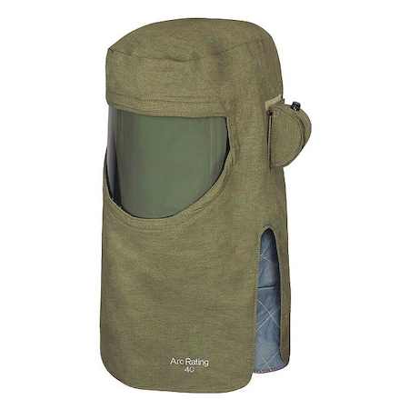 National Safety Apparel Arc Flash Hood, 4 PPE CAT, 40 cal/sq cm, Green, Universal H65NPQHFANPV-NR
