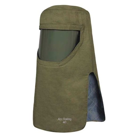 National Safety Apparel Arc Flash Hood, 4 PPE CAT, 40 cal/sq cm, Green, Universal H65NPQHHATPV-NR