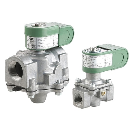 Asco Solenoid Valve, 2-Way, 2-Position, Normally Open, 1-1/4 in Pipe Size, 120/60V AC, Vent, Aluminum S262SH02N3GJ7