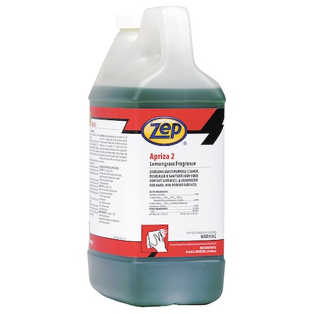 Zep Sanitizer, Plastic Jug with Handle, Pleasant, Green, 4 PK N68501