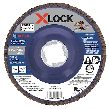 Bosch Fiber Disc, 4 1/2 in Dia, 7/8in Arbor FDX2745040