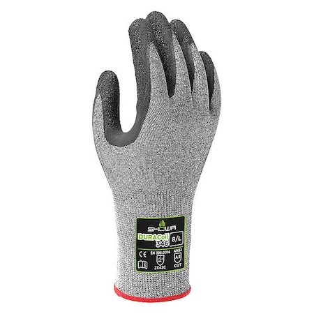 Showa Cut Resistant Coated Gloves, Cut Level A3 , Dipped , Latex , Rough , L 1 PR 346L-08