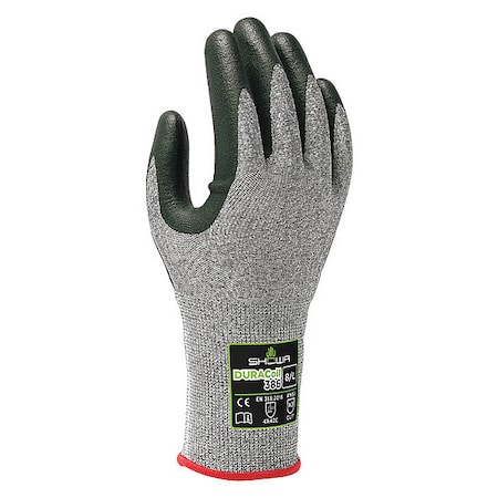 Showa Cut Resistant Coated Gloves, Cut Level A3 , Foam Nitrile , Sandy , S 1 PR 386S-06-V