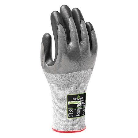 Showa Cut Resistant Coated Gloves, Cut Level A3 , Double Dipped , Nitrile , Smooth , L 1 PR 576L-08