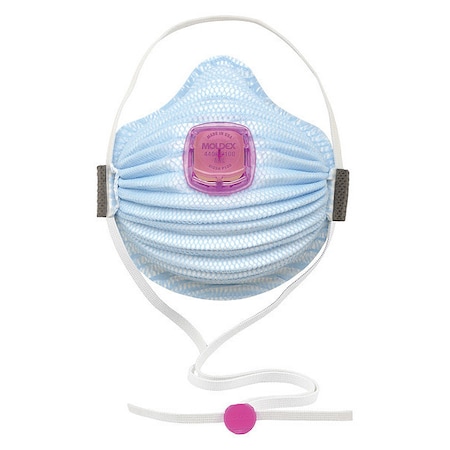 Airwave Disposable Respirator, Single, Adjustable Strap, Molded Nose Bridge, Blue, M 4400P100