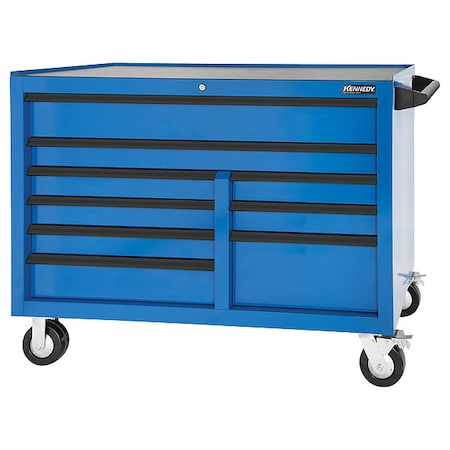 Kennedy Rolling Tool Cabinet, 9 Drawer, Blue, 54 in W 549MPBL