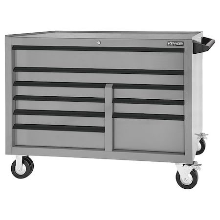 Kennedy Rolling Tool Cabinet, 9 Drawer, Gray, 54 in W 549MPGY