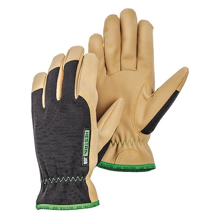 Hestra Mechanics Gloves, Synthetic Suede Palm, 8, Black/Tan 75030-701-08