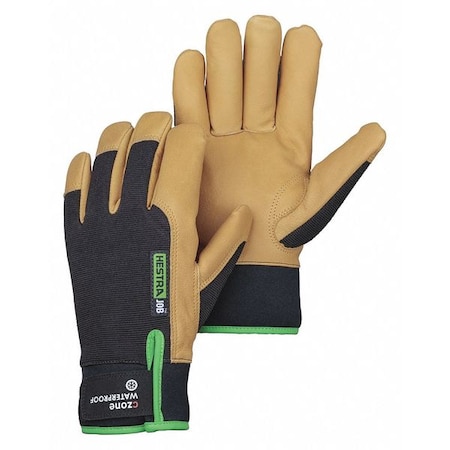 Hestra Cold Protection Gloves, Goatskin Leather Palm, CZone Membrane Lining, Black/Tan, L (10) 74060-701-09