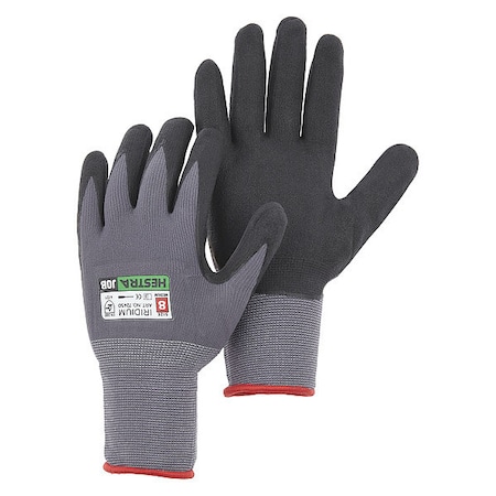Hestra Coated Gloves, Nitrile, Palm, Black/Gray, XL 72450-100-10