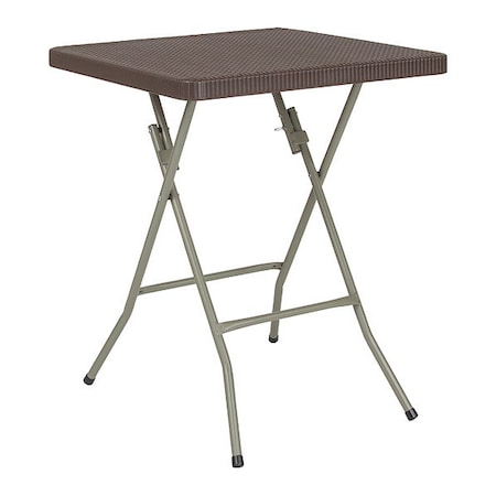 Flash Furniture Square Rattan Folding Table, Square, Brown, 23.5", Plastic Top, Brown DAD-FT60-GG