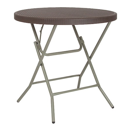 Flash Furniture Round Folding Table, Plastic Top, Brown DAD-FT-80R-GG