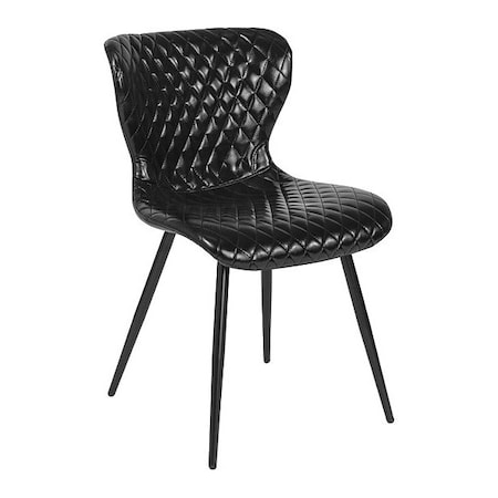 Flash Furniture Side Chair Bristol Accent Chair, Black Vinyl, 17-1/2" Height, Vinyl, Black Vinyl LF-9-07A-BLK-GG