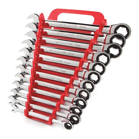 Tekton Ratcheting Combination Wrench Set, 12-Piece (8-19 mm) - Holder WRN53170