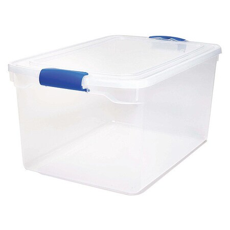 Homz Latch Lid Latching Storage Container, 66 qt, Clear, Blue, Plastic, 2 PK 3442CLRECOM.02