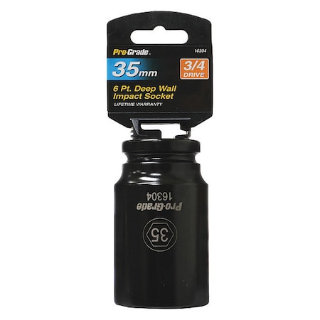 Pro-Grade Tools Socket, 3/4"Dr., 6Pt. Deep, 35mm Impact 16304
