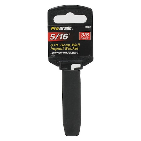 Pro-Grade Tools Socket, 3/8"Dr., 6Pt. Deep, 5/16" Impact 13320