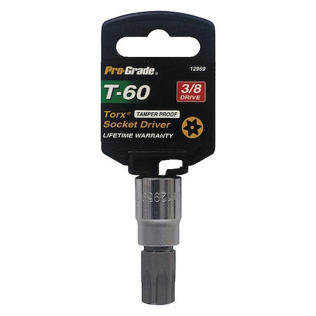 Pro-Grade Tools Tamper Proof Torx Socket, 3/8"Dr., T60 12959