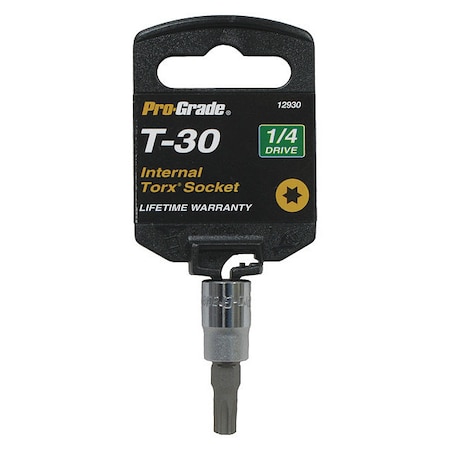 Pro-Grade Tools "ternal Torx Socket, 1/4"Dr., T30 12930