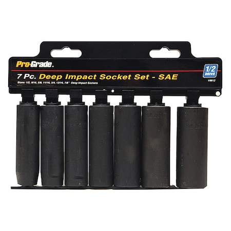 Pro-Grade Tools Sae Deep, Impact Set 7 pcs., 1/2"Dr. 19612