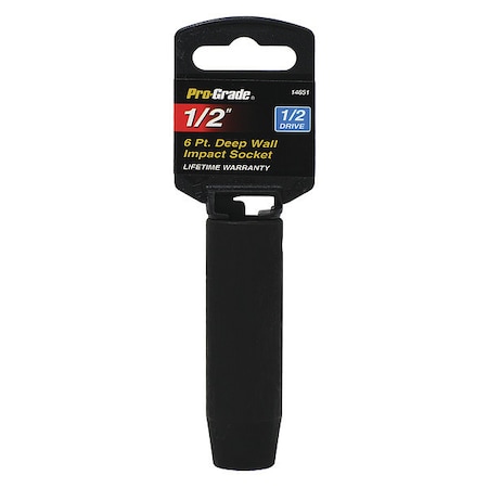 Pro-Grade Tools Socket, 1/2"Dr., 6Pt. Deep, 1/2" Impact 14651