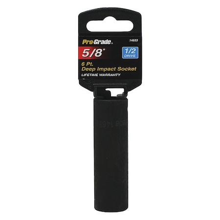 Pro-Grade Tools Socket, 1/2"Dr., 6Pt. Deep, 5/8" Impact 14653