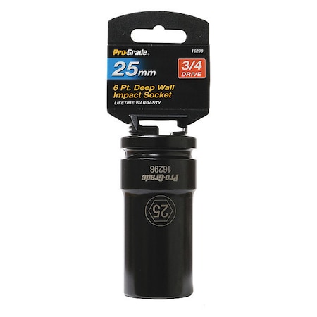 Pro-Grade Tools Socket, 3/4"Dr., 6Pt. Deep, 5mm Impact 16298