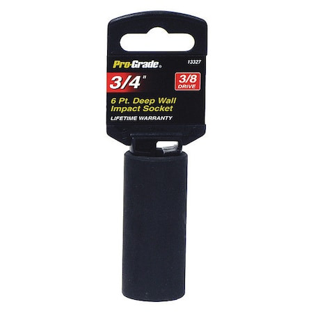 Pro-Grade Tools Socket, 3/8"Dr., 6Pt. Deep, 3/4" Impact 13327