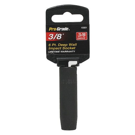 Pro-Grade Tools Socket, 3/8"Dr., 6Pt. Deep, 3/8" Impact 13321