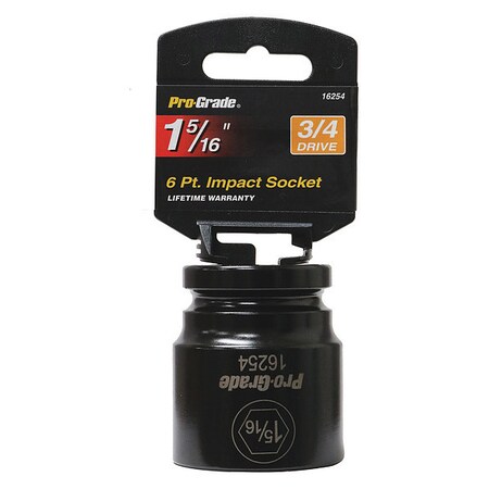 Pro-Grade Tools Socket, 3/4"Dr., 6Pt. 1-5/16" Impact 16254